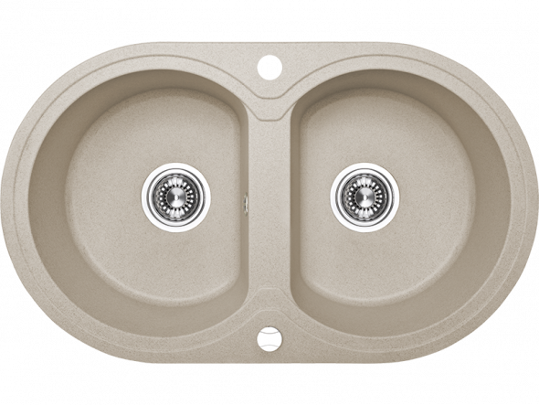 Zlewozmywak granitowy Laveo Dafne 78x47 cm 2-komorowy beżowy SBD_420T