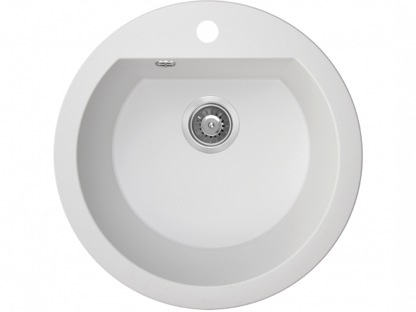Zlewozmywak granitowy Laveo Dafne Ø 51 cm 1-komorowy biały SBD_680T