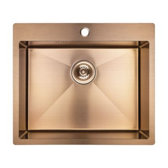 Zlewozmywak stalowy Laveo Marmara 59x51 cm 1-komorowy różowe złoto SAM_810T