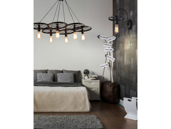 Azzardo Ranch 6 AZ1650 MD71192-6-BK Lampa wisząca Zwis industrialny Oprawa metalowa 6x60W czarna nowoczesna