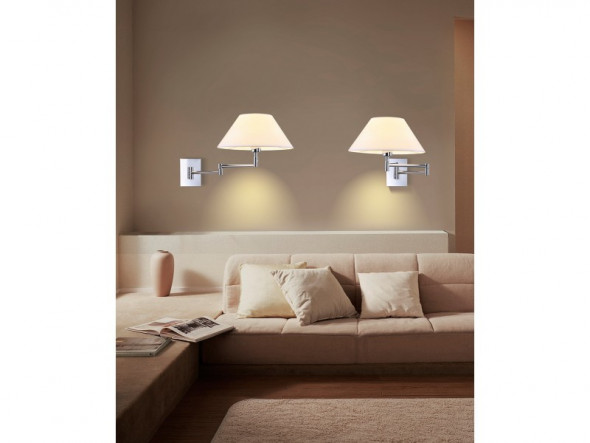 Azzardo Trapezio AZ1542 MB2311-S-WH Lampa ścienna z abażurem Kinkiet na wysięgniku 1x60W biały chrom