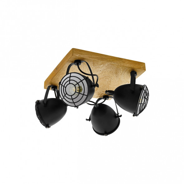 Eglo 49079 Gatebeck 4x40W Plafon czarny/drewno