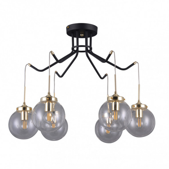 Italux Domenico PNPL-43232-6 Lampa wisząca Oprawa industrialna 6x5W czarny mat złoty