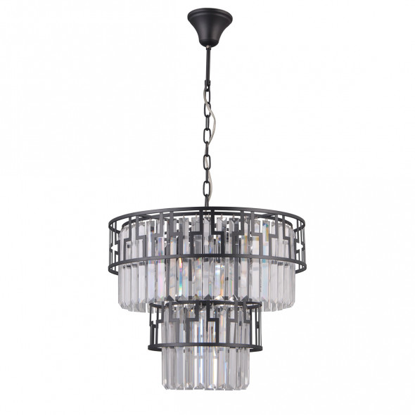 Italux Filip PND-43493-7A Lampa wisząca Oprawa dekoracyjna kryształ 7x40W czarny glamour
