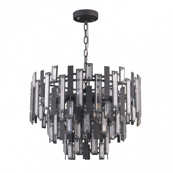 Italux Lukas PND-43383-9 Lampa wisząca Oprawa kryształowa 9x40W satynowy czarny