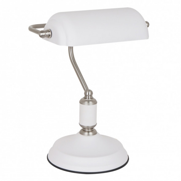 Italux Pablo MT-HN2088 WH+S.NICK Lampa gabinetowa Lampka biurkowa 1x40W biały nikiel satyna