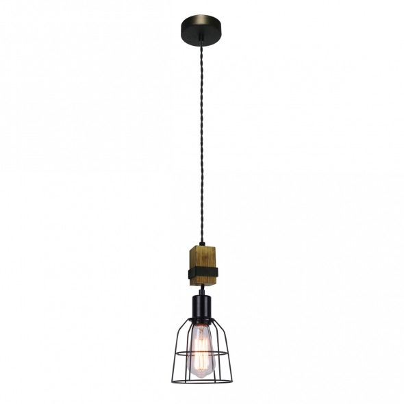 Italux Ponte PND-4290-1-L Lampa wisząca Oprawa nowoczesna 1x60W czarny drewno