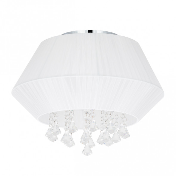 Italux Randy MXM2157/3 W Lampa sufitowa z abażurem Oprawa z kryształami Plafon okrągły 3x40W biała glamour