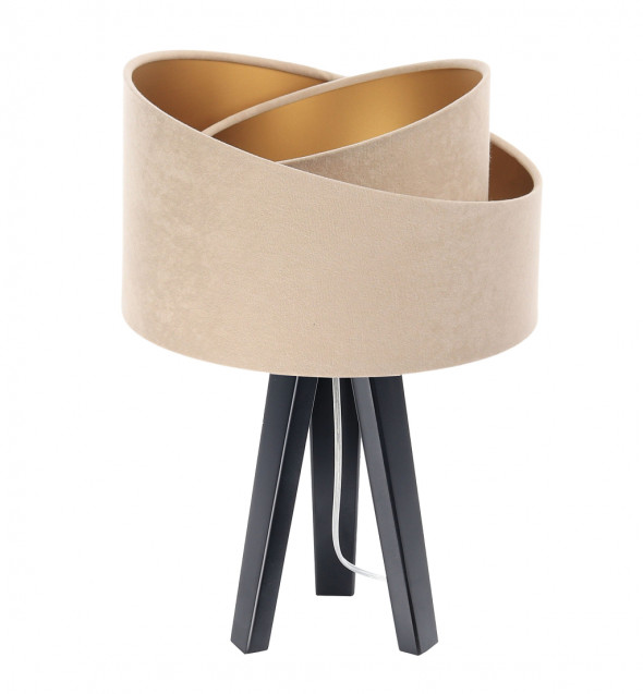 Lampa stołowa welurowa Samanta beżowy złoty czarny tkanina pcv BPS Koncept 060s-029cz