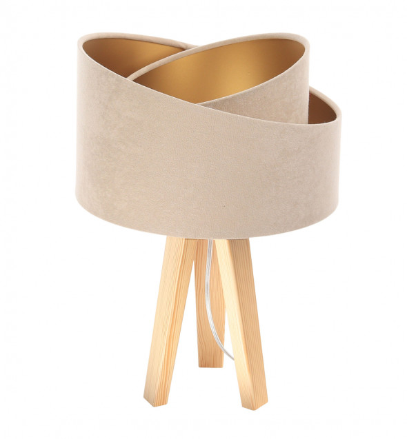 Lampa stołowa welurowa Samanta beżowy złoty tkanina pcv BPS Koncept 060s-029