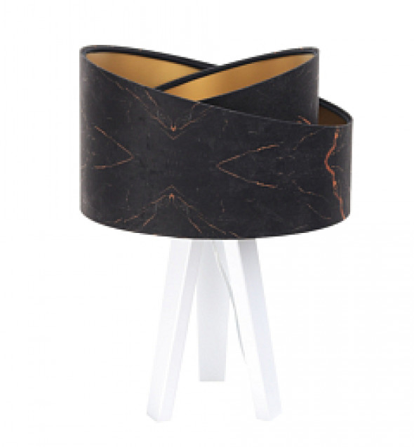 Lampa stołowa welurowa Sara czarny złoty biały tkanina pcv BPS Koncept 060s-137w