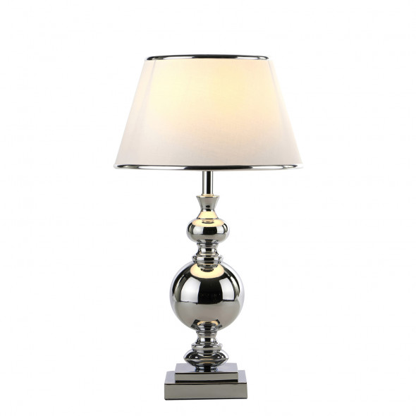 Lampa stołowa z abażurem Italux Roma 1x60W E27 gabinetowa nocna glamour chrom MT204191 CH