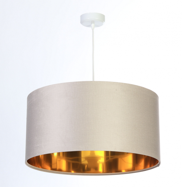 Lampa wisząca Amaltea beżowy złoty aksamit pcv BPS Koncept 0E0-039-40cm