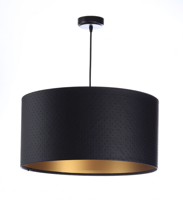 Lampa wisząca eko skóra Mokai czarny złoty tworzywo pcv BPS Koncept 0E0-060-50CM