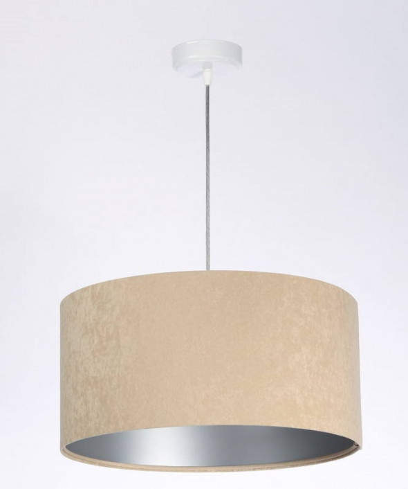 Lampa wisząca welurowa beżowy srebrny tkanina pcv Nigella BPS Koncept 010-028-60CM
