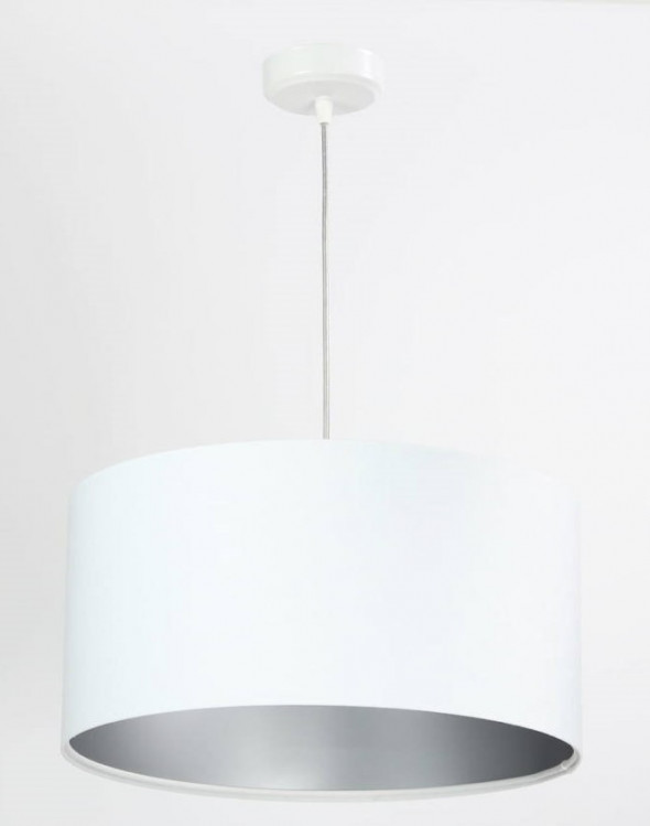 Lampa wisząca welurowa biały srebrny tkanina pcv Lilia BPS Koncept 010-061-60CM
