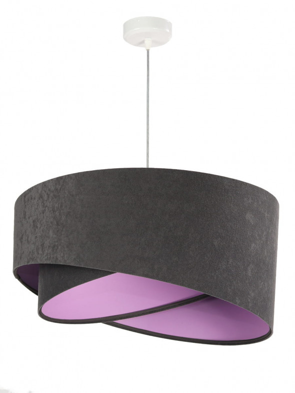 Lampa wisząca welurowa Eara grafit liliowy tkanina pcv BPS Koncept 060-076