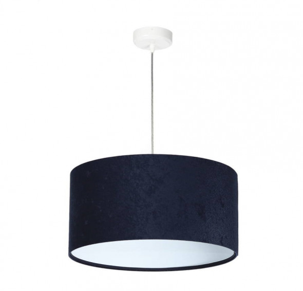 Lampa wisząca welurowa granatowy biały tkanina pcv Lobelia BPS Koncept 010-042-40CM