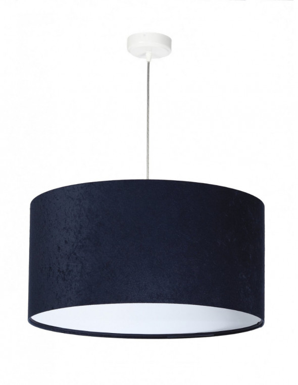 Lampa wisząca welurowa granatowy biały tkanina pcv Lobelia BPS Koncept 010-042-50CM