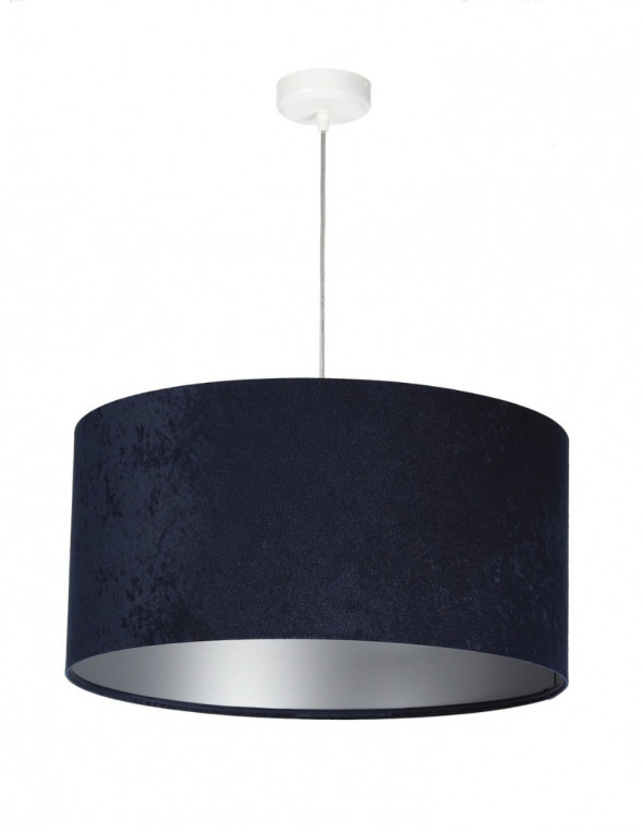 Lampa wisząca welurowa granatowy srebrny tkanina pcv Lobelia BPS Koncept 010-043-50CM