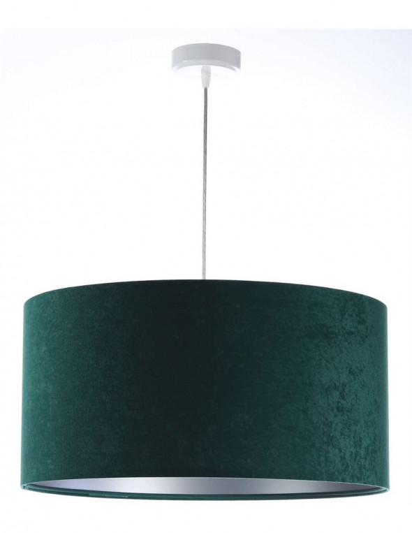 Lampa wisząca welurowa zielony srebrny tkanina pcv Olimpia BPS Koncept 010-081-50CM