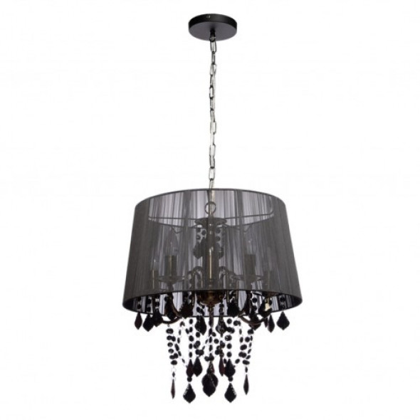 Light Prestige Mona 35005/3P BK Lampa wisząca z abażurem Oprawa kryształowa 3x40W czarny glamour