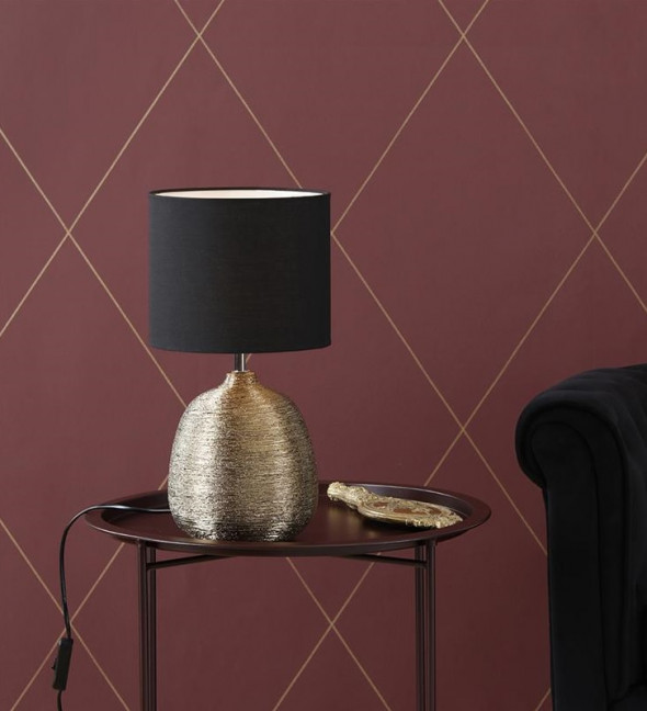 Markslojd Oscar 107068 Lampa stołowa z abażurem 1x60W E27 złota/czarna