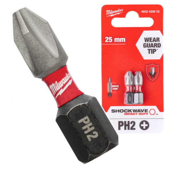 Milwaukee Bit ShockWave PH2/25mm ImpactDuty 2szt