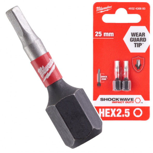 Milwaukee Bity ShockWave HEX2,5/25mm 2szt.