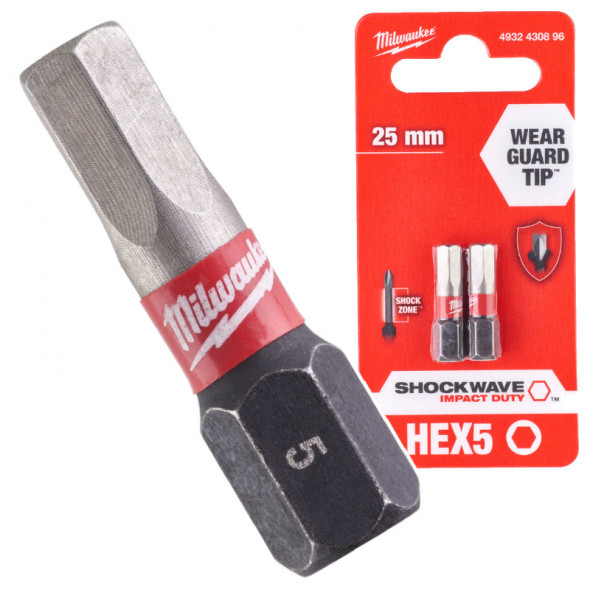Milwaukee Bity ShockWave HEX5/25mm ImpactDuty 2szt