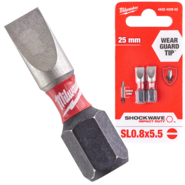 Milwaukee Bity ShockWave SL0,8x5,5/25mm 2szt