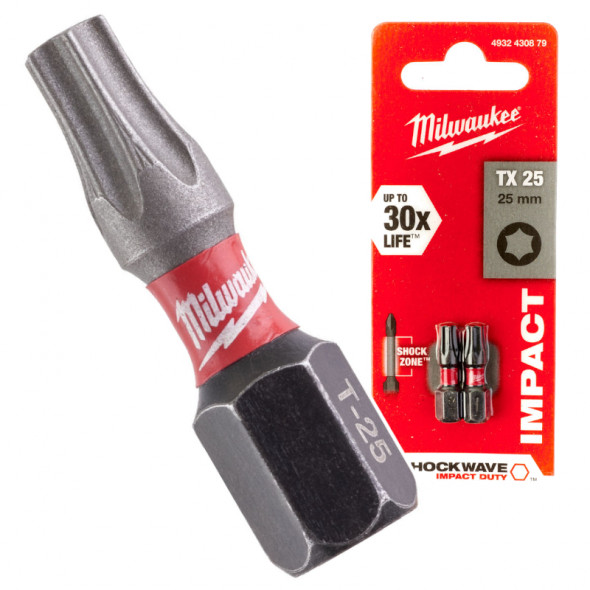 Milwaukee Bity ShockWave TX25/25mm ImpactDuty 2szt