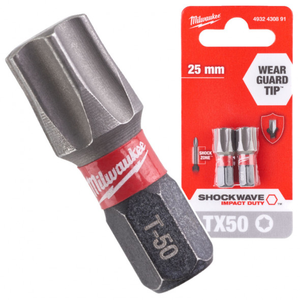 Milwaukee Bity ShockWave TX50/25mm ImpactDuty 2szt