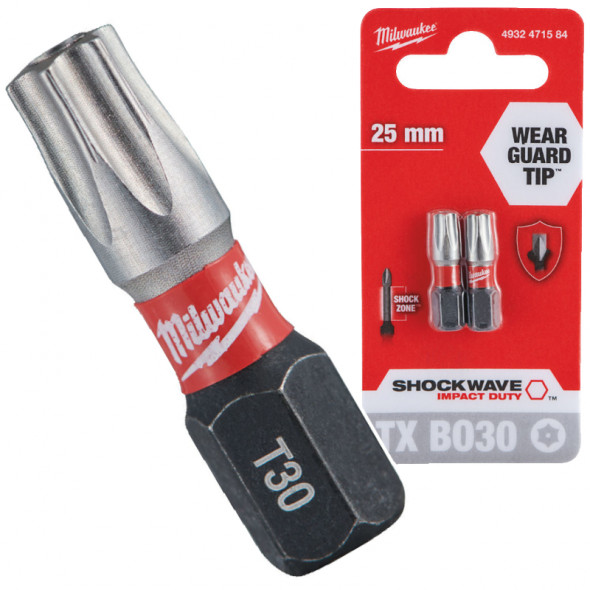 Milwaukee Bity ShockWave TXBO30/25mm ImpactDuty 2szt
