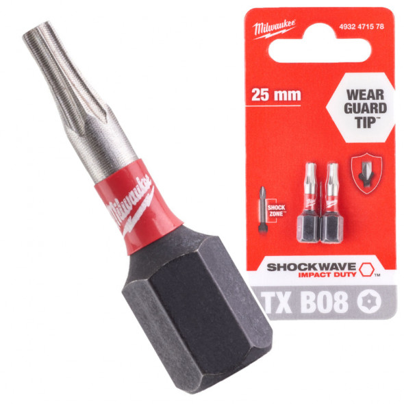 Milwaukee Bity ShockWave TXBO8/25mm ImpactDuty 2szt