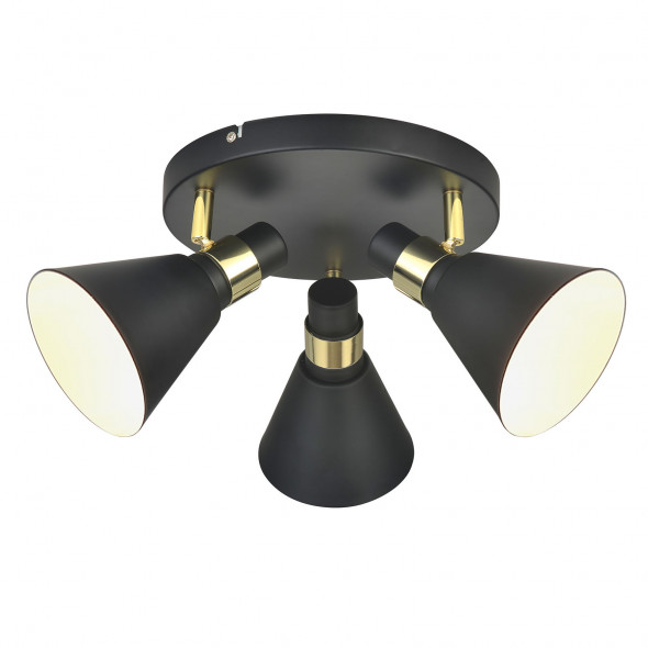 Plafon lampa sufitowa Italux Biagio 3x40W E14 czarny/złoty MB-H16079CK-3