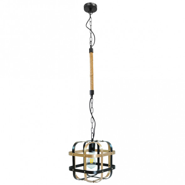 Polux 312471 Klatka 1 1x10W Lampa wisząca czarny złoty