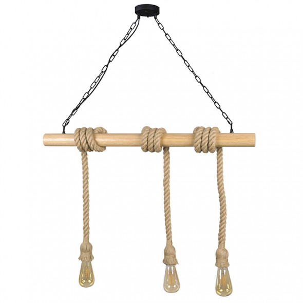 Polux 314512 Rope Wood 3x12W Lampa wisząca beżowa