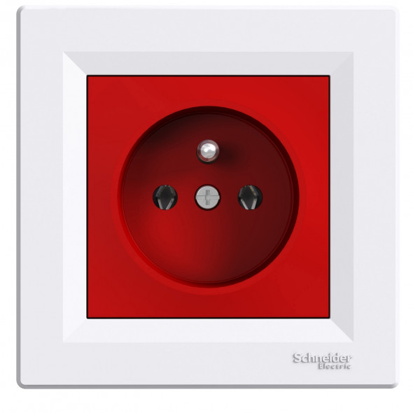 Schneider Electric Asfora EPH2800421 Gniazdo pojedyncze 1xZ/U zaciski samozaciskowe16A 250V czerwono-białe