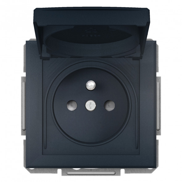 Schneider Electric Asfora EPH2800671 Gniazdo pojedyncze 1X Z/U z klapką IP44 zaciski samozaciskowe 16A 250V antracyt