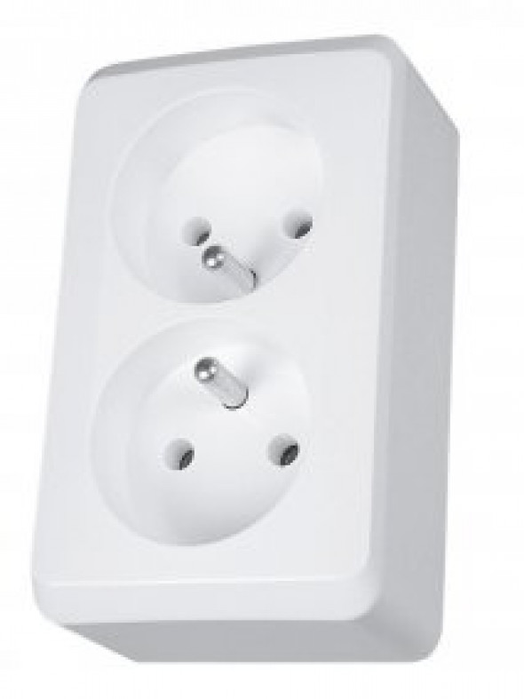 Schneider Electric Prima WDE001043 Gniazdo podwójne natynkowe NT 2X Z/U IP20 zaciski śrubowe 16A 250V biały