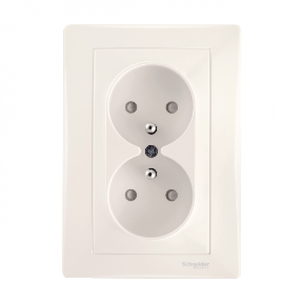 Schneider Electric SDN2800623 Sedna gniazdo podwójne z uziemieniem z przesłonami kremowe
