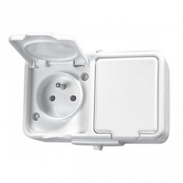 Schneider Elekctric Cedar NT230H01 Gniazdo podwójne  NT 2x2 Z/U z klapką IP44 zaciski śrubowe 16A 250V biały