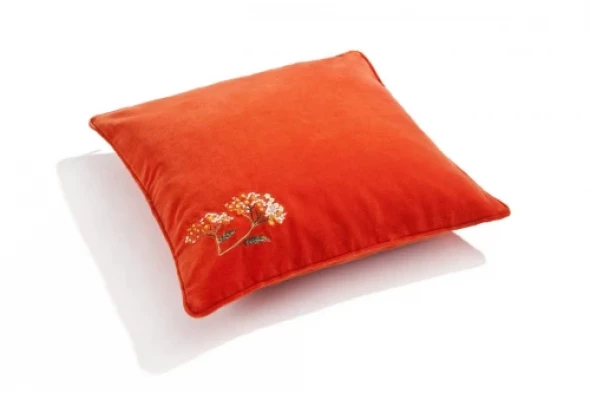 Poduszka aksamitna czerwona z haftem 35x35cm