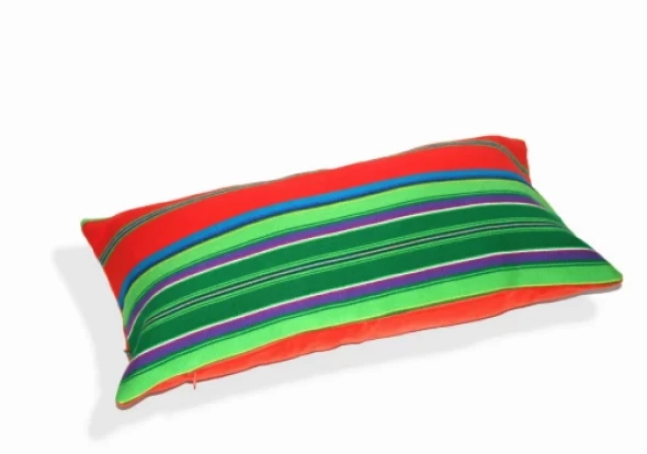 Poduszka czerwona folk pasiak łowicki, prostokątna 60x30cm