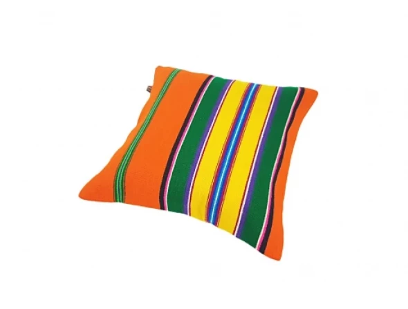 Poduszka folka pomarańczowy pasiak łowicki 35x35cm