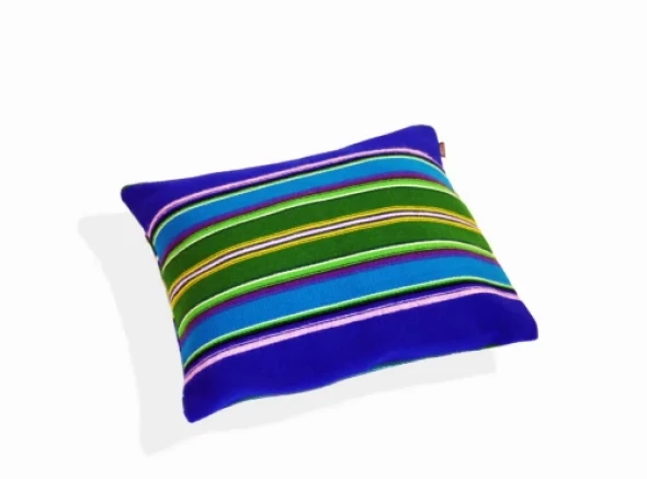 Poduszka niebieska folk pasiak łowicki, dwustronny 35x35cm