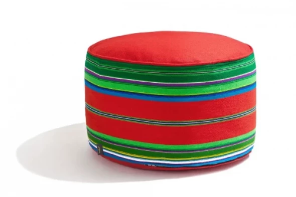 Pufa wełniana folk 60cm czerwona