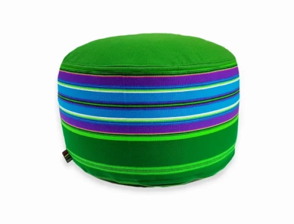 Pufa wełniana folk 60cm zielono-fioletowa