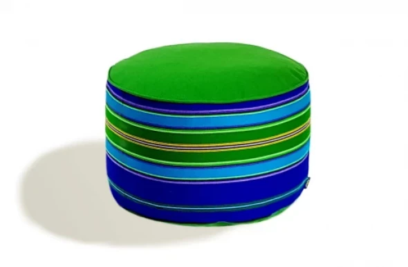 Pufa wełniana folk 60cm zielono-niebieska